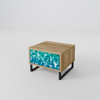 Table de chevet TURQUOISE RECTANGLES effet chêne