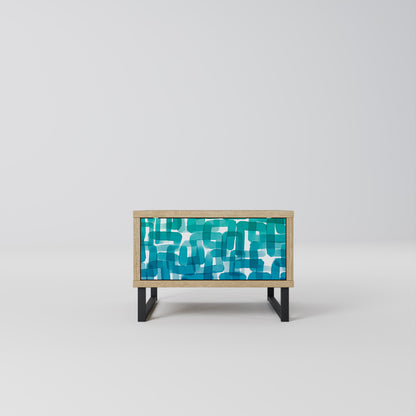 Table de chevet TURQUOISE RECTANGLES effet chêne