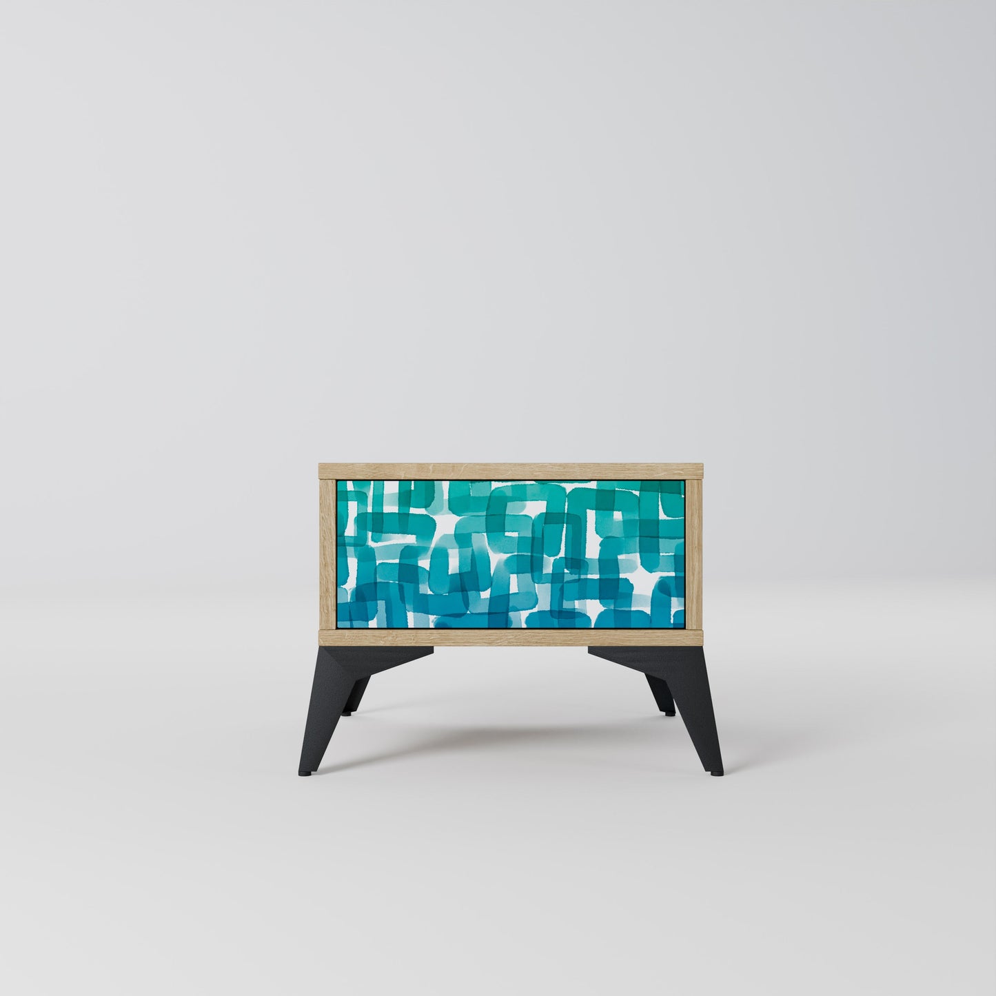 Table de chevet TURQUOISE RECTANGLES effet chêne