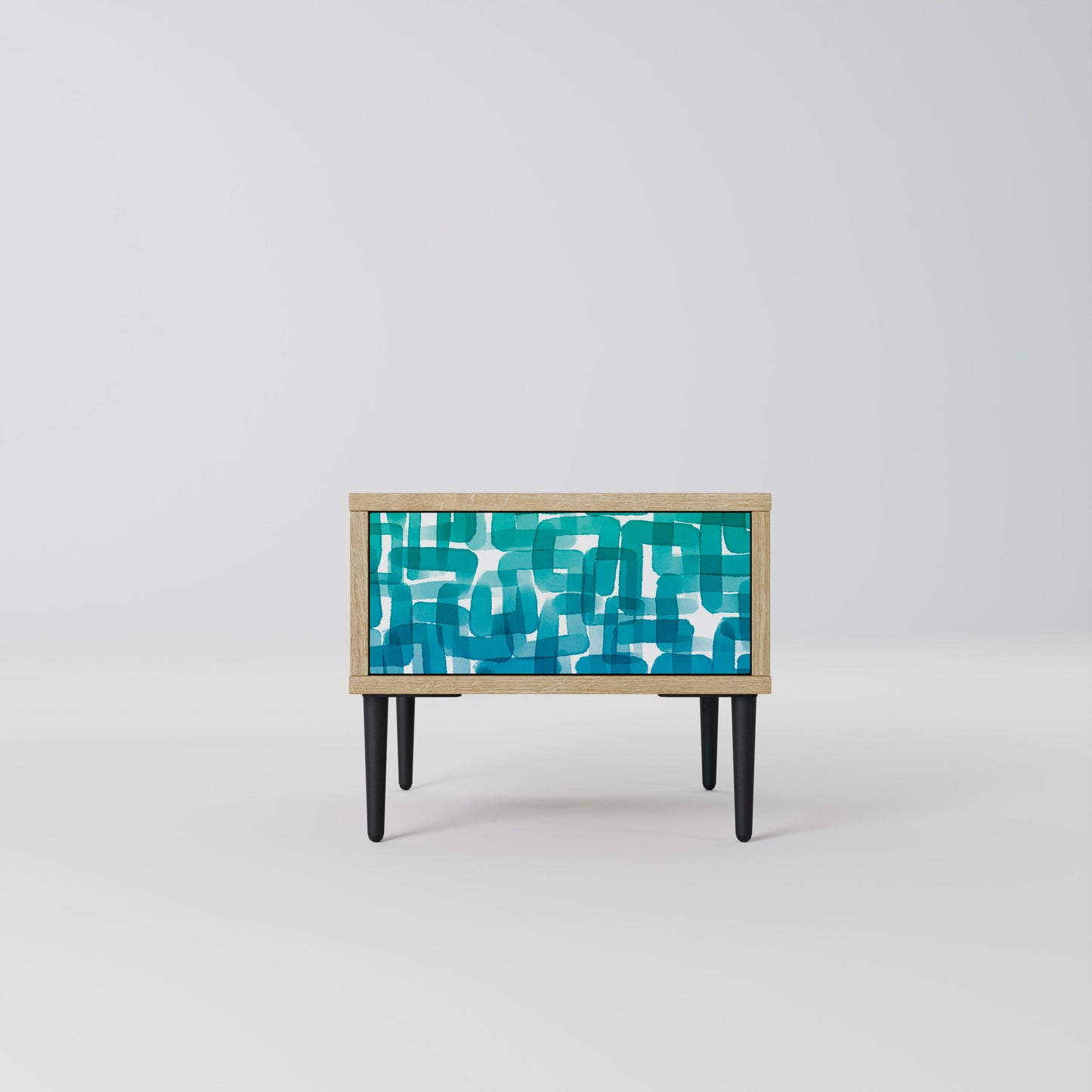 Table de chevet TURQUOISE RECTANGLES effet chêne