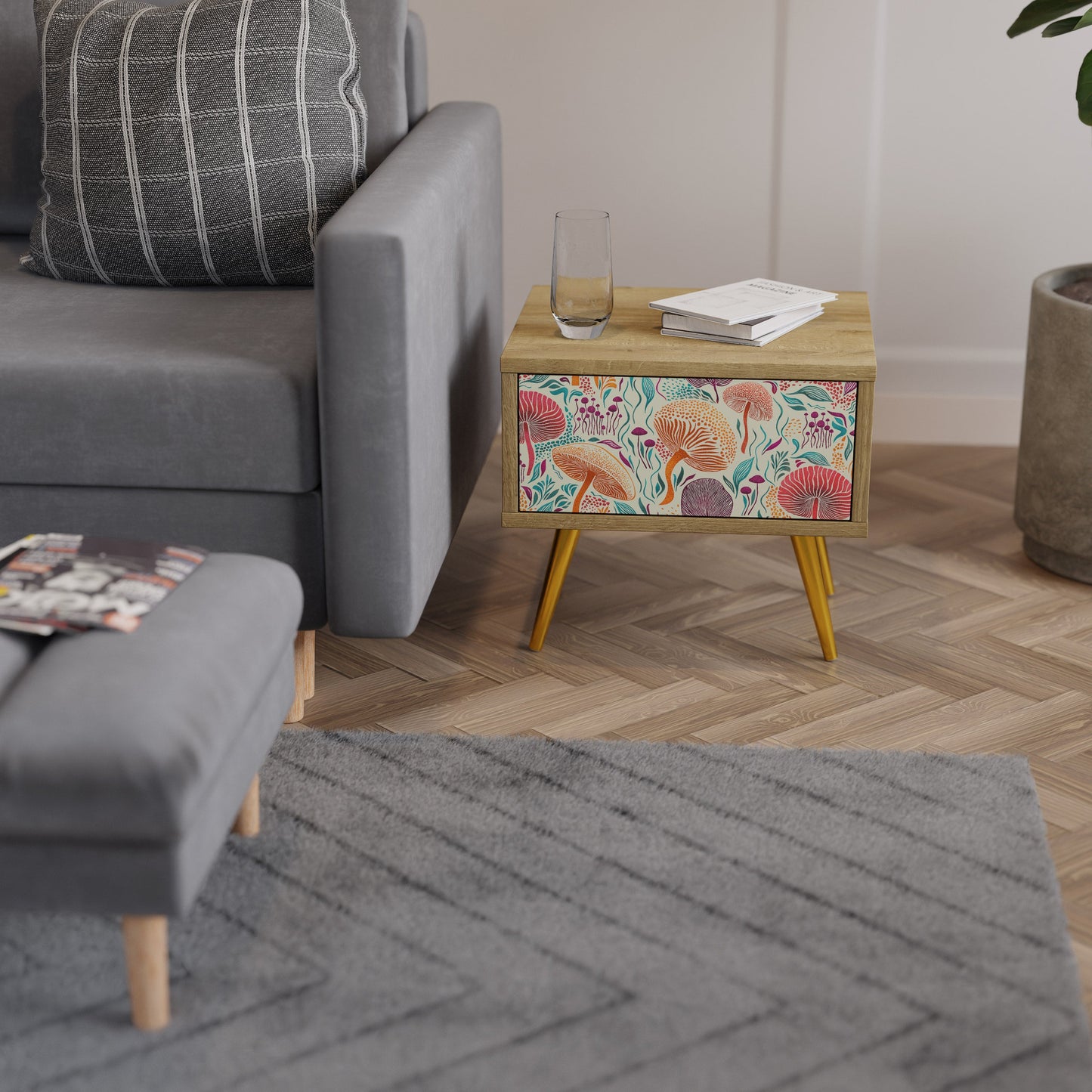 FUNGUS FANTASY Nightstand in Oak Effect