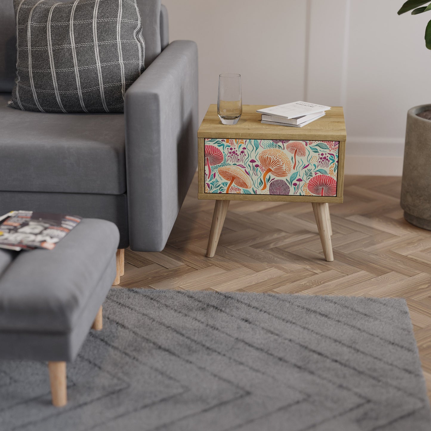 FUNGUS FANTASY Nightstand in Oak Effect