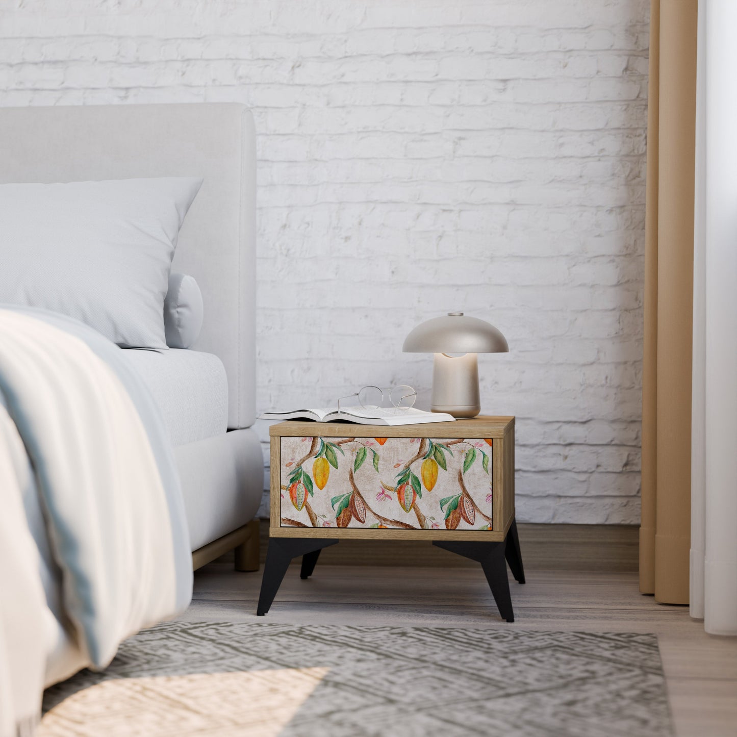 COCOA FRUITS Nightstand in Oak Effect