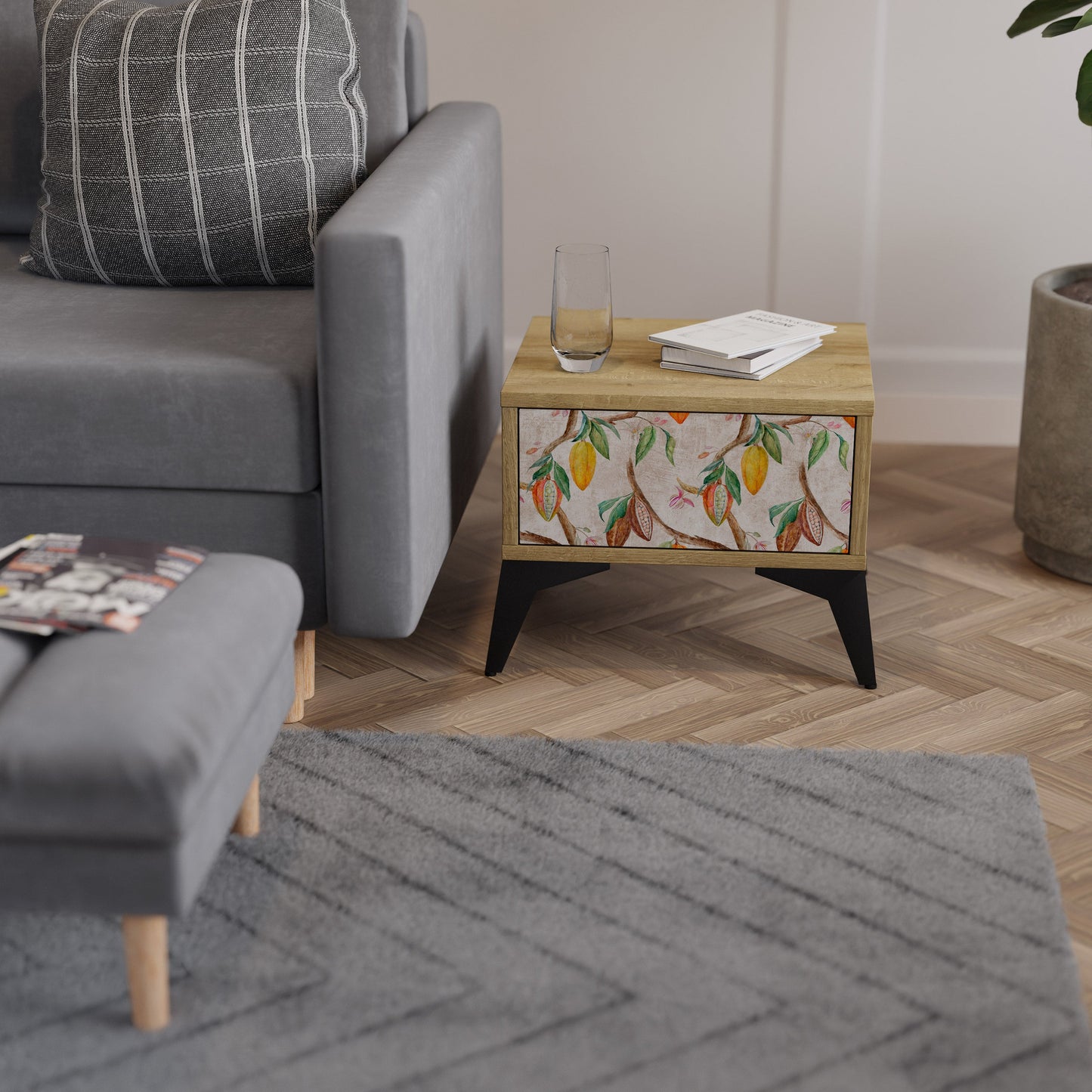 COCOA FRUITS Nightstand in Oak Effect