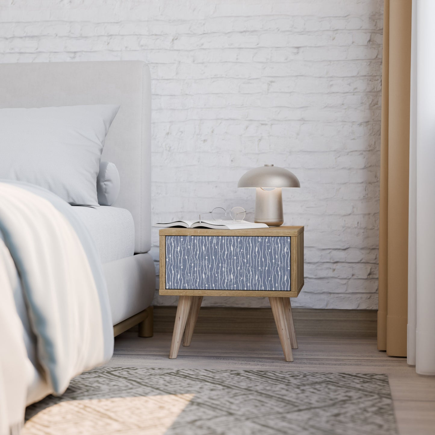 GRAPHITE RAIN Nightstand in Oak Effect