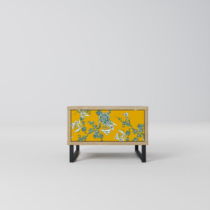 Table de chevet YELLOW CHINOISERIE effet chêne