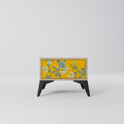 Table de chevet YELLOW CHINOISERIE effet chêne