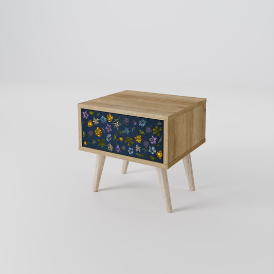 FLOWERS ON NAVY BLUE Nachttisch