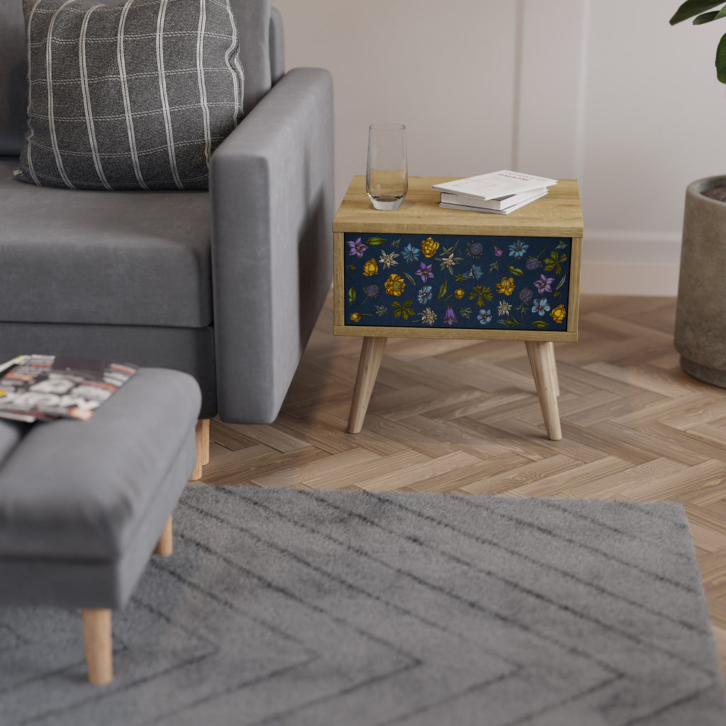 FLOWERS ON NAVY BLUE Sängbord 