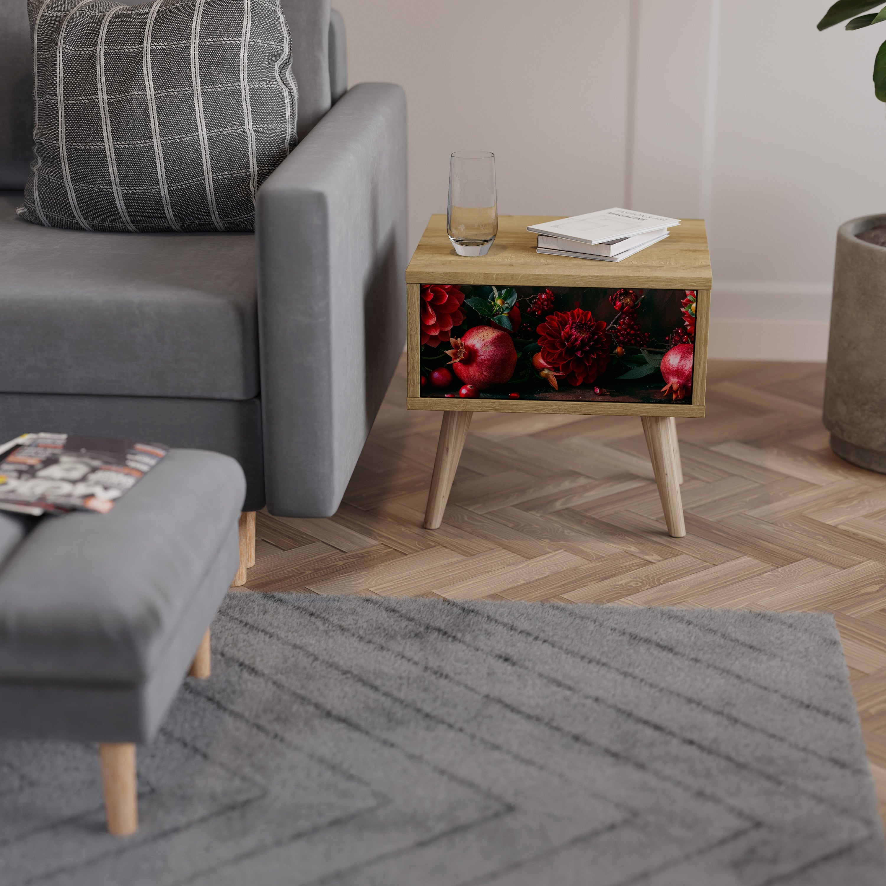 DAHLIAS AND POMEGRANATES Nightstand