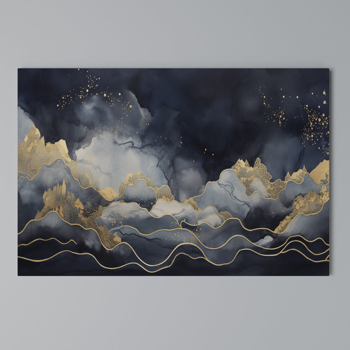 GOLDEN PEAK OF BLUE Stampa su tela orizzontale
