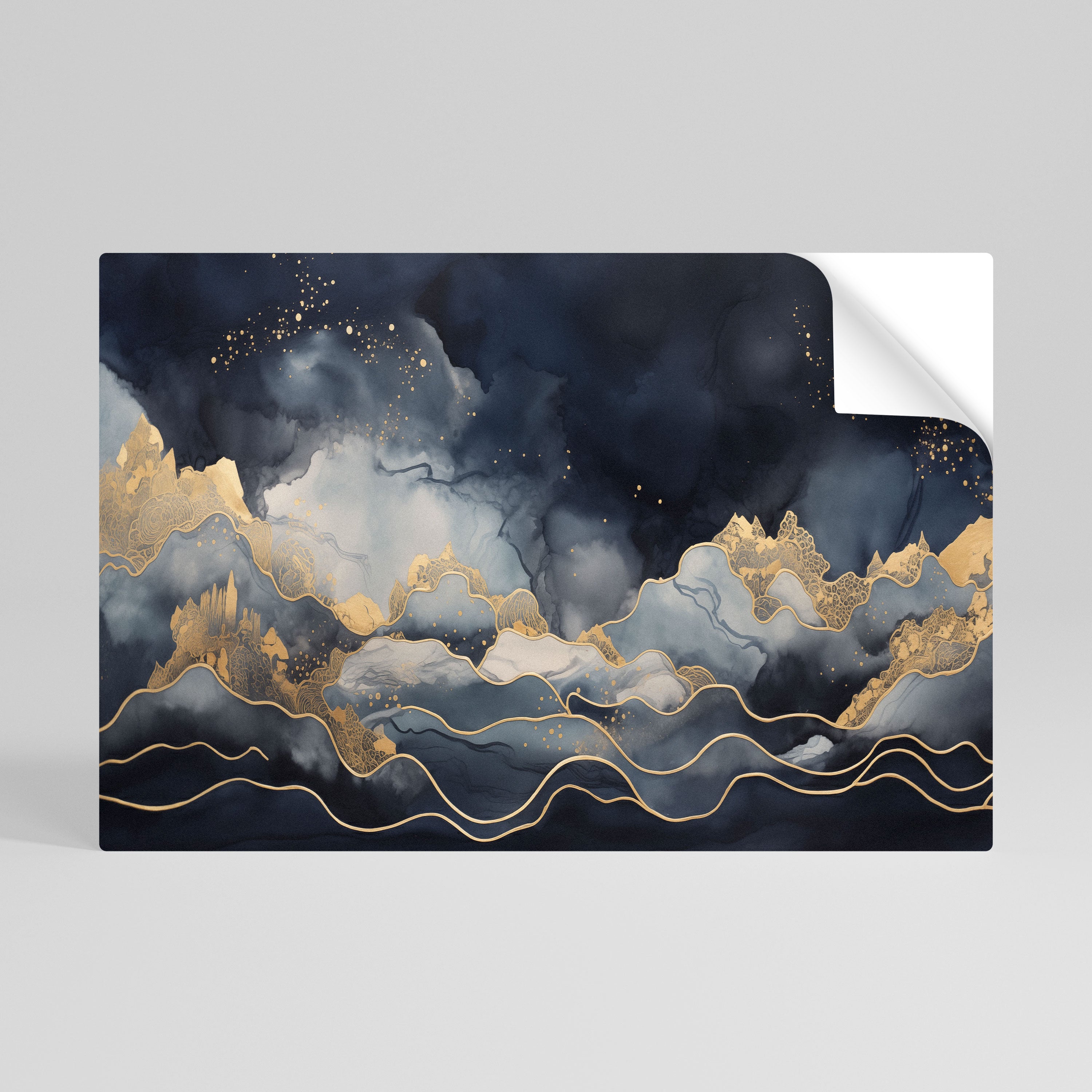 GOLDEN PEAK OF BLUE Póster Autocolante Horizontal