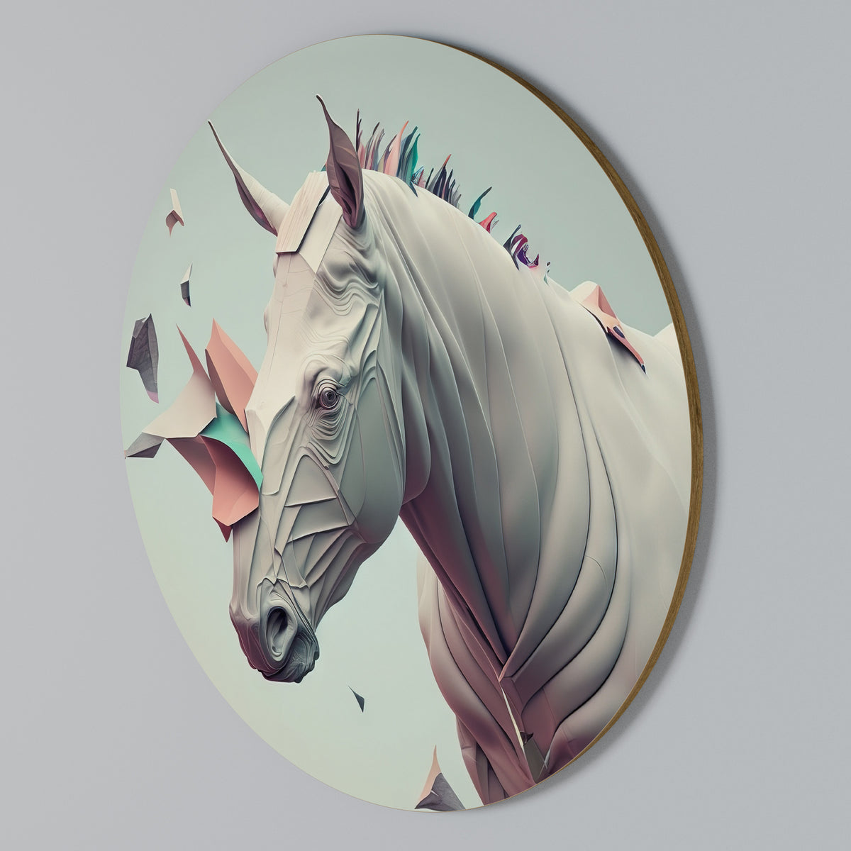 FUTURISTIC HORSE Arte de pared redondo