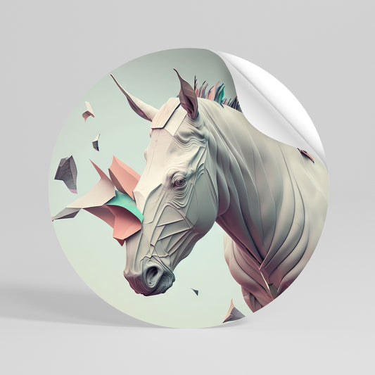 FUTURISTIC HORSE Adesivo rotondo riposizionabile