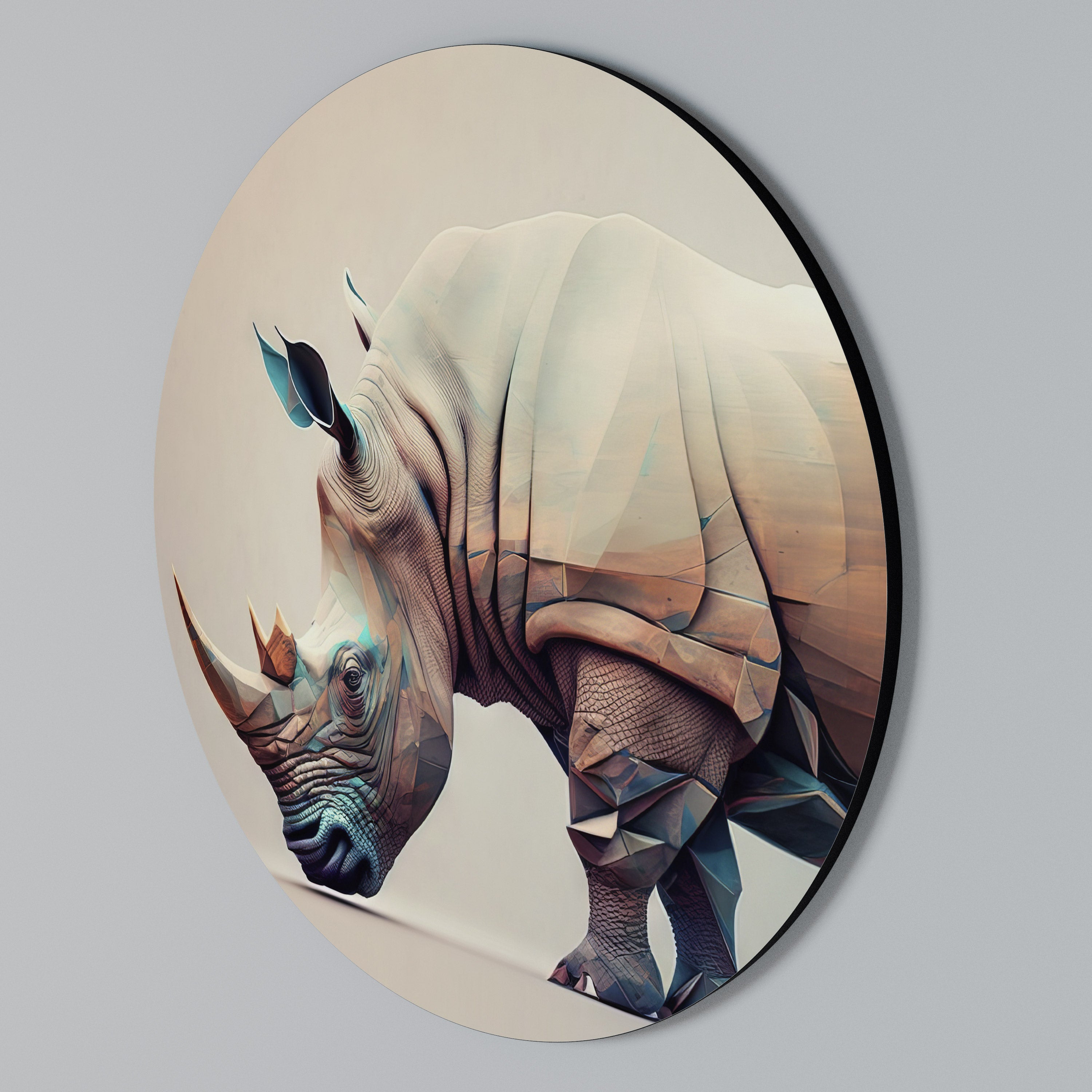 FUTURISTIC RHINO Round Wall Art