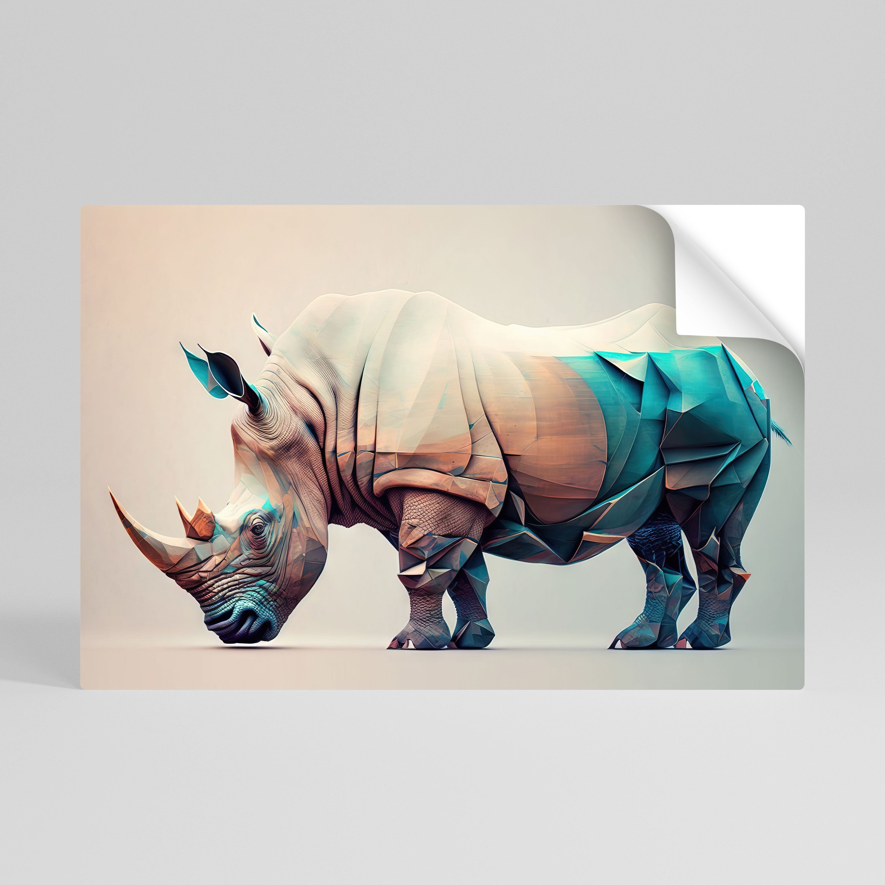 FUTURISTIC RHINO Póster Autocolante Horizontal
