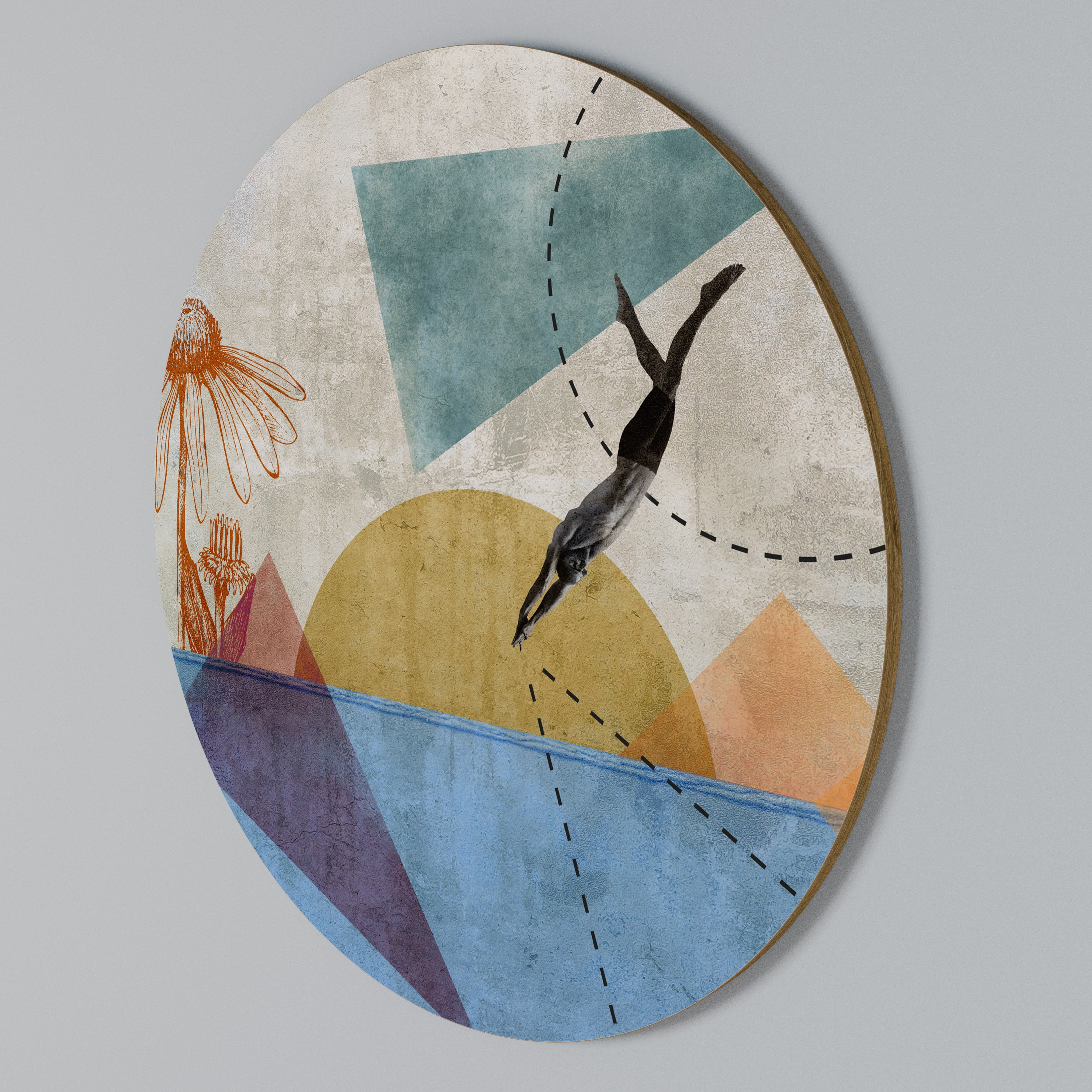 JUMP AROUND THE SHAPES Round Wall Art