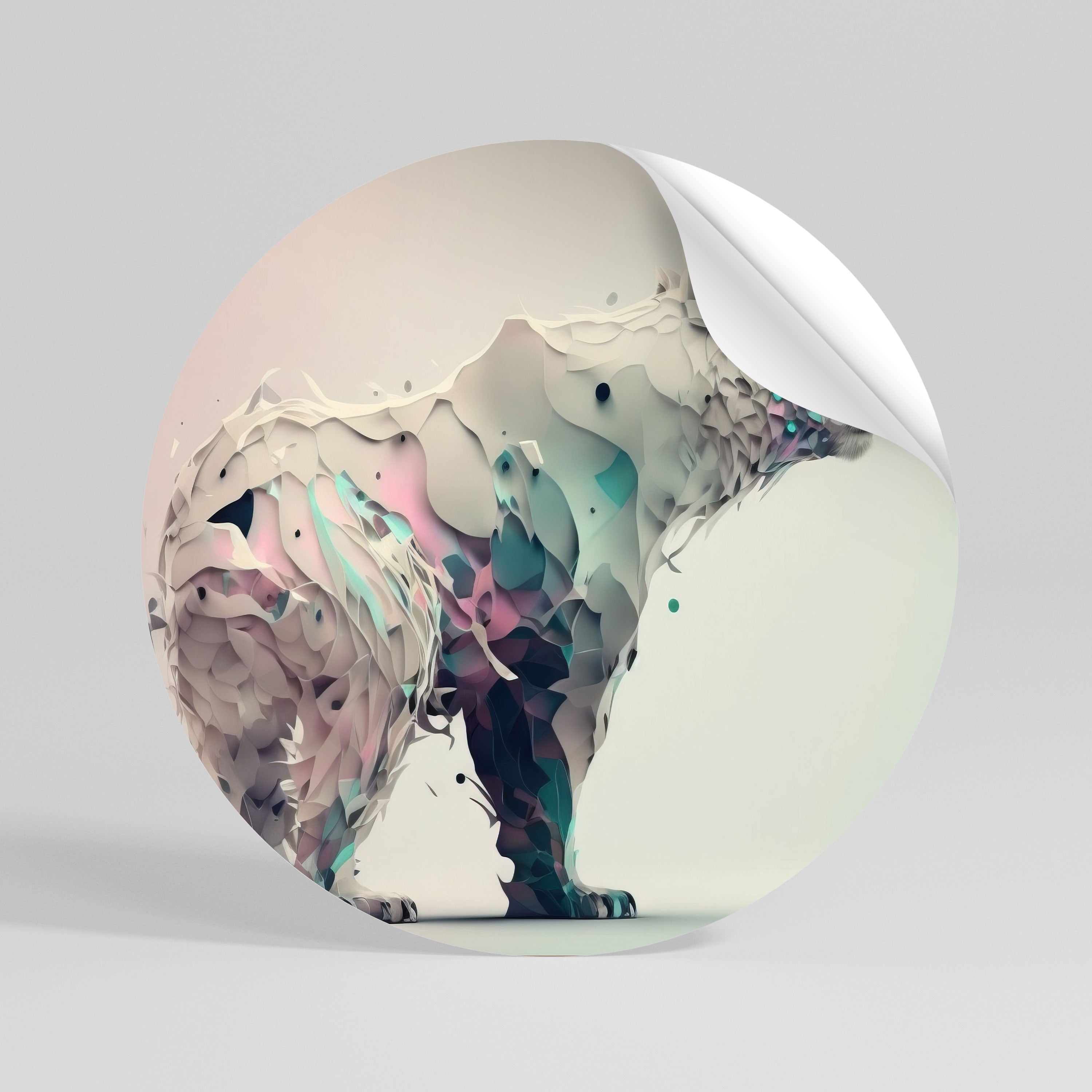 FUTURISTIC BEAR Αυτοκόλλητη Αφίσα στρογγυλή