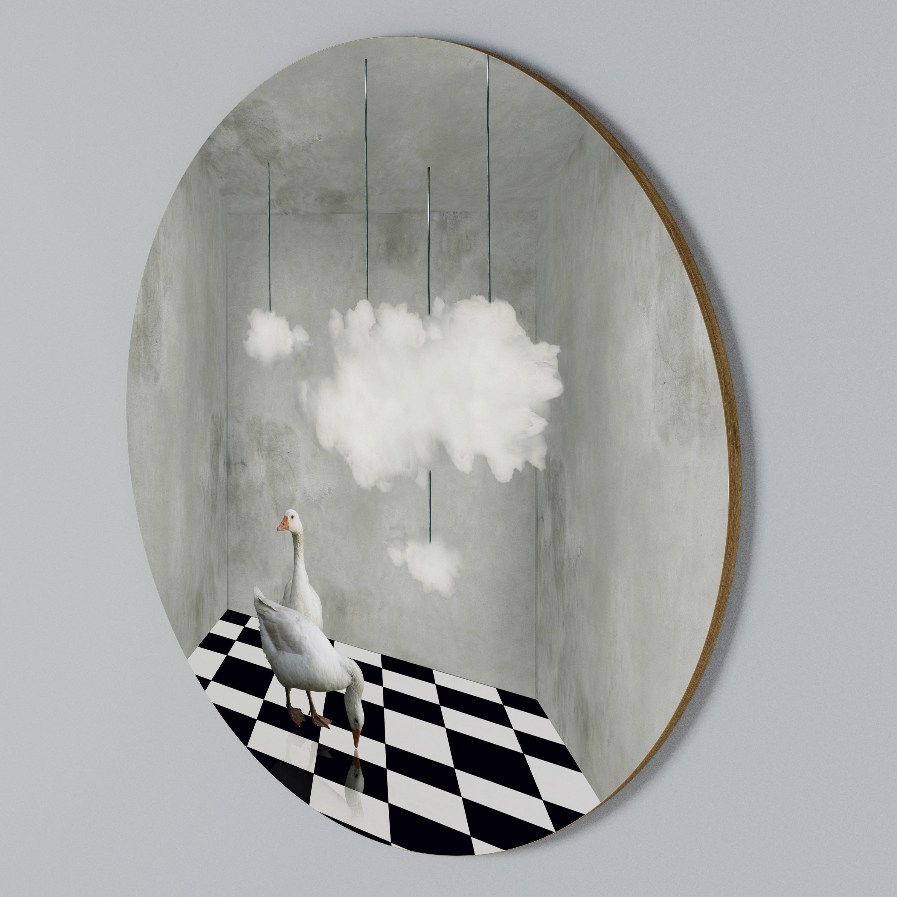 CHESS CLOUD SWAN Rundes Wandbild