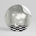 CHESS CLOUD SWAN Runder Wandsticker zum Abziehen und Aufkleben
