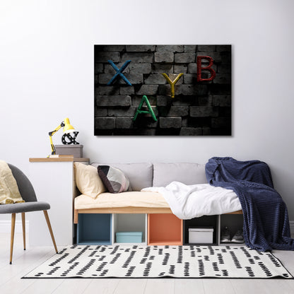GAMER BRICK LETTERS Cuadro en lienzo horizontal