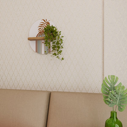 LEAF ON THE TOP Oval Art Shelf In Oak Effect