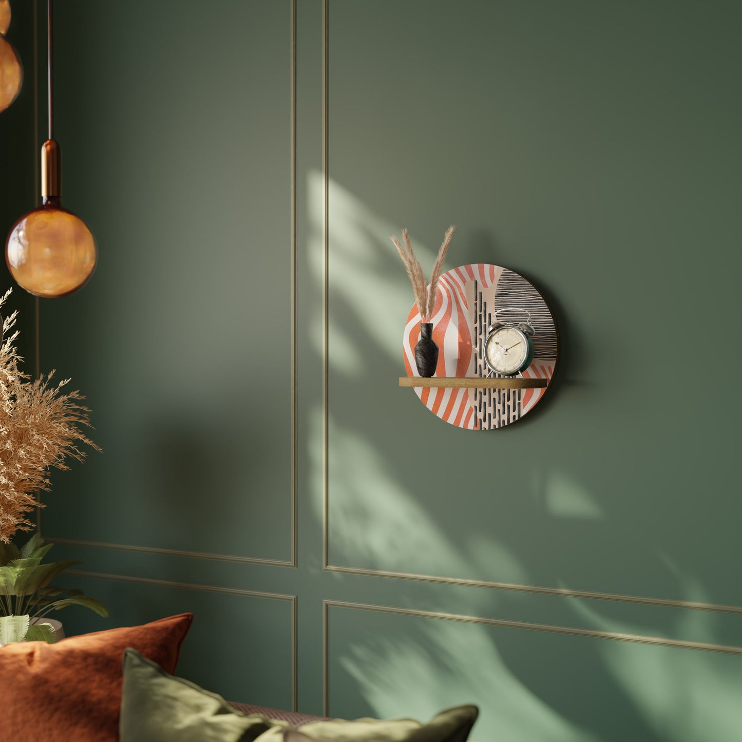 SUBLIME SYNTHESIS Round Art Shelf In Oak Effect