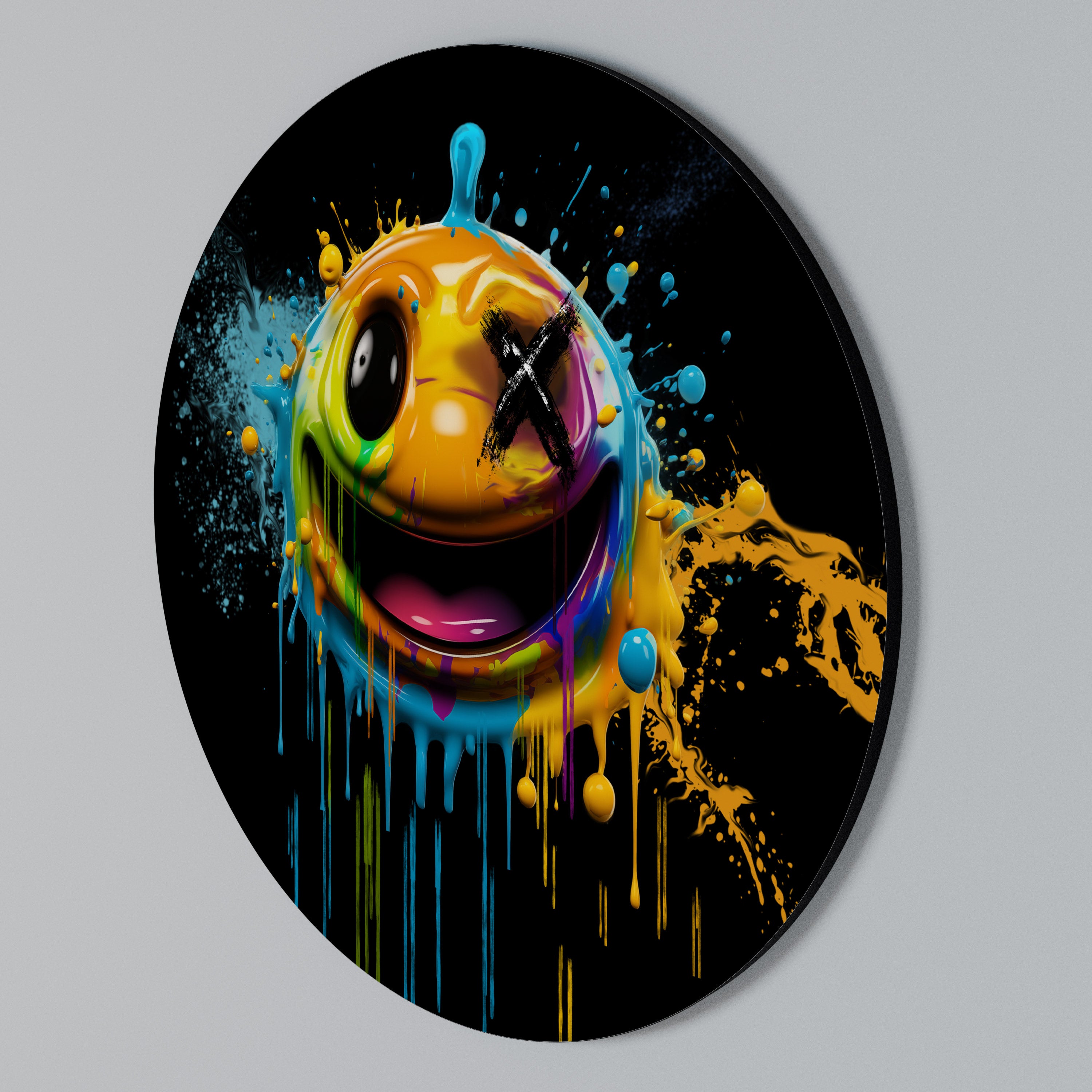 TRIPPY HAPPINESS Rundes Wandbild