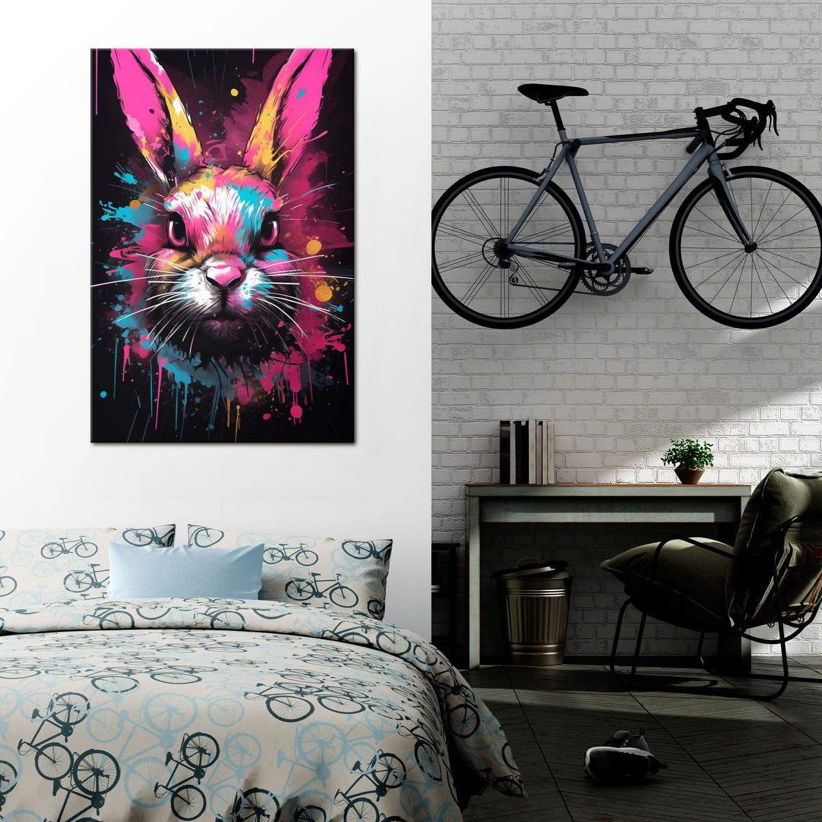 DON'T FOLLOW THE RABBIT Quadro em tela vertical