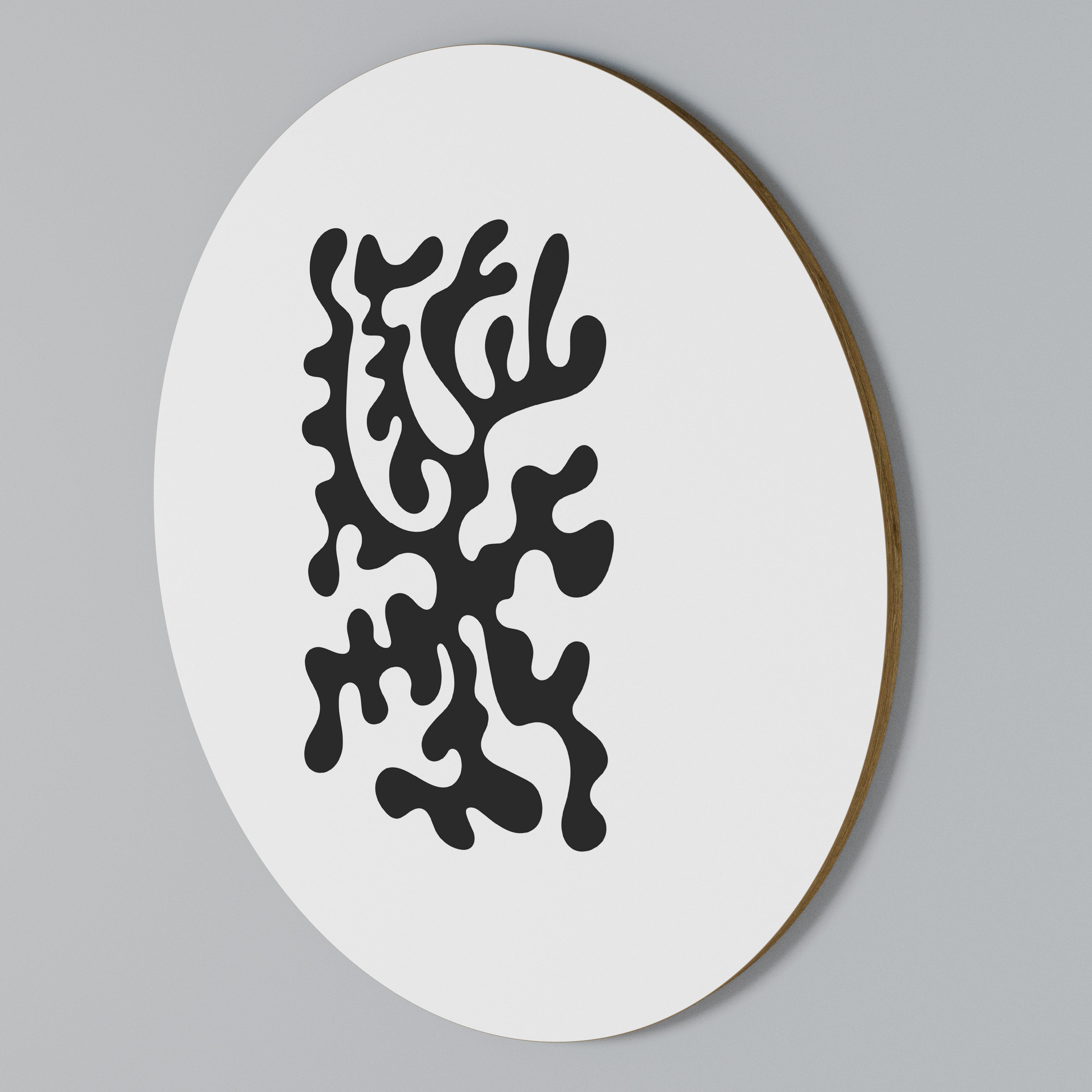 CHARCOAL CASCADE Rundes Wandbild