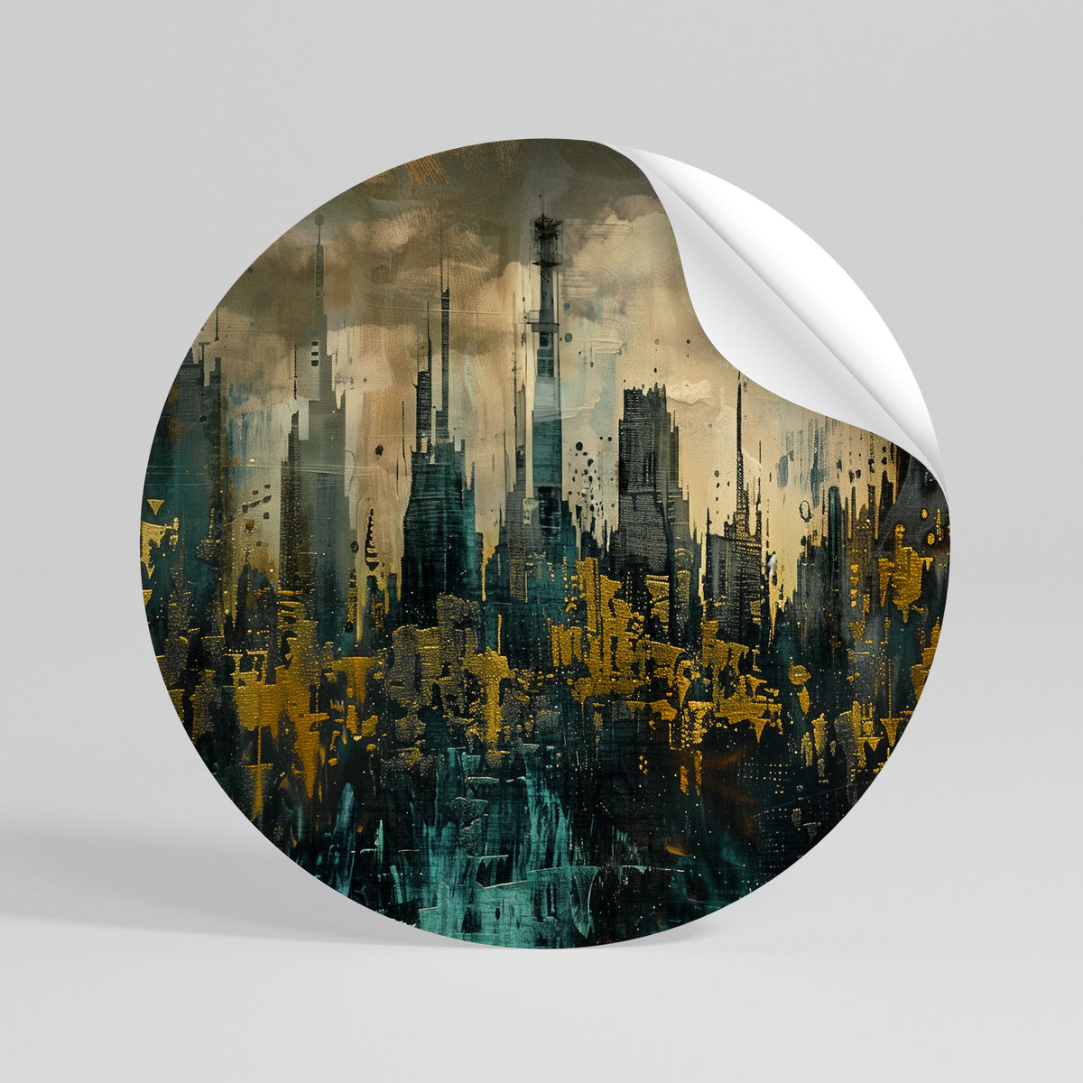 TOWN OBSCURE Adesivo rotondo riposizionabile