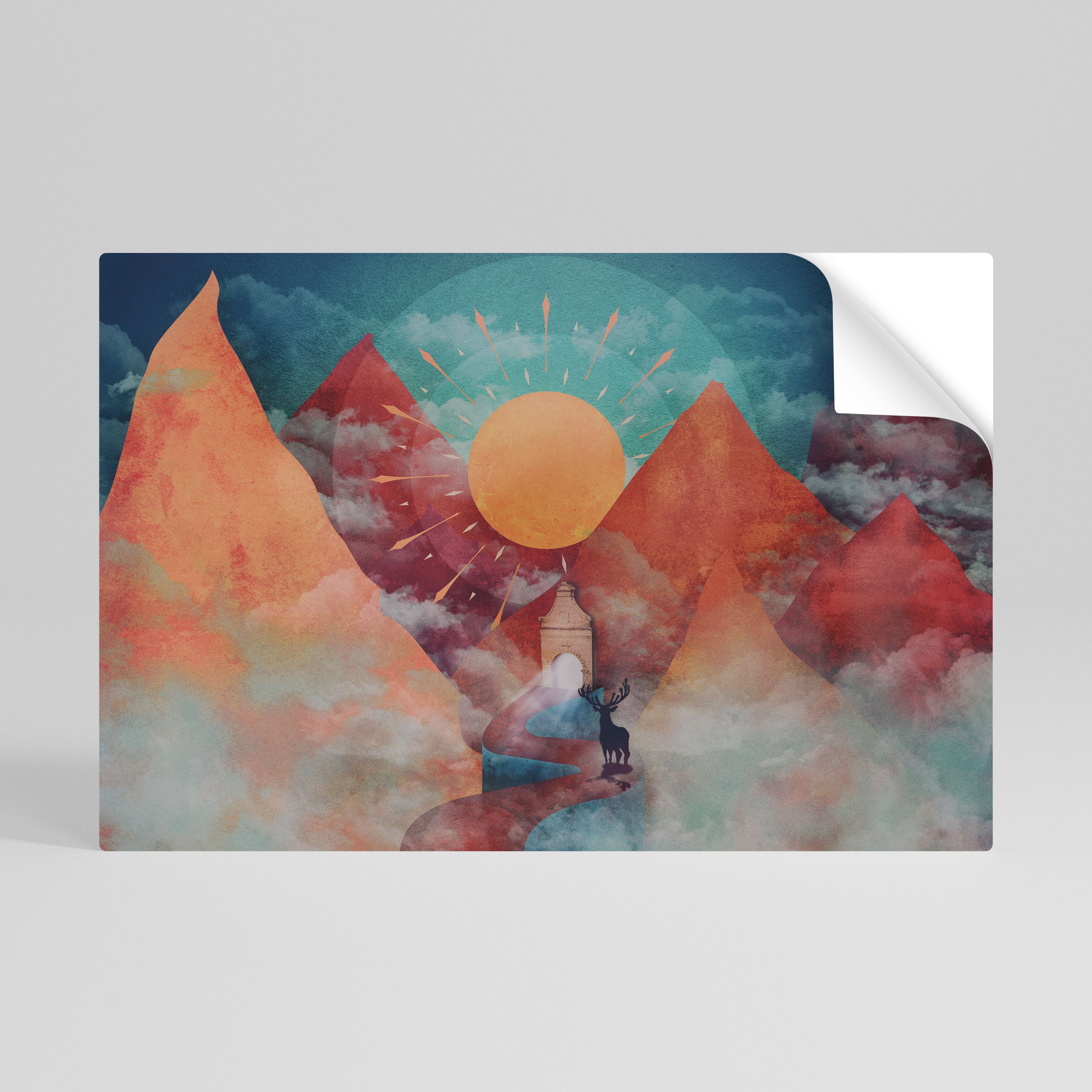 THE DEER MOUNTAIN Póster adhesivo horizontal