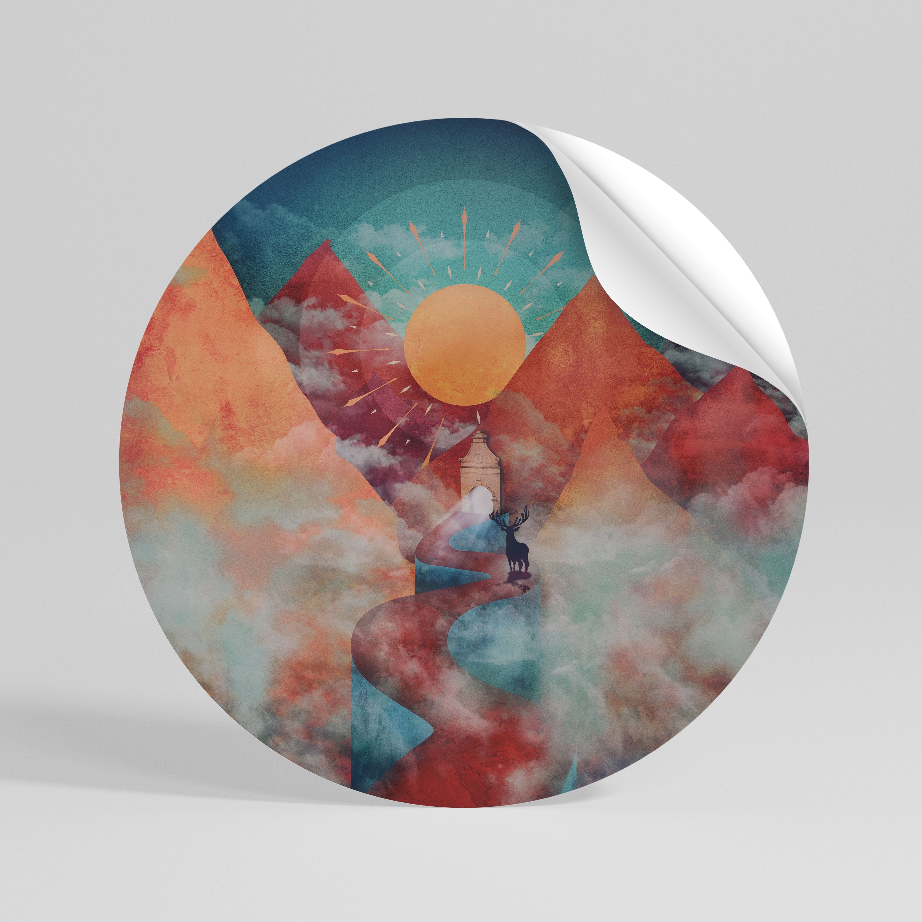 THE DEER MOUNTAIN Rund väggdekal