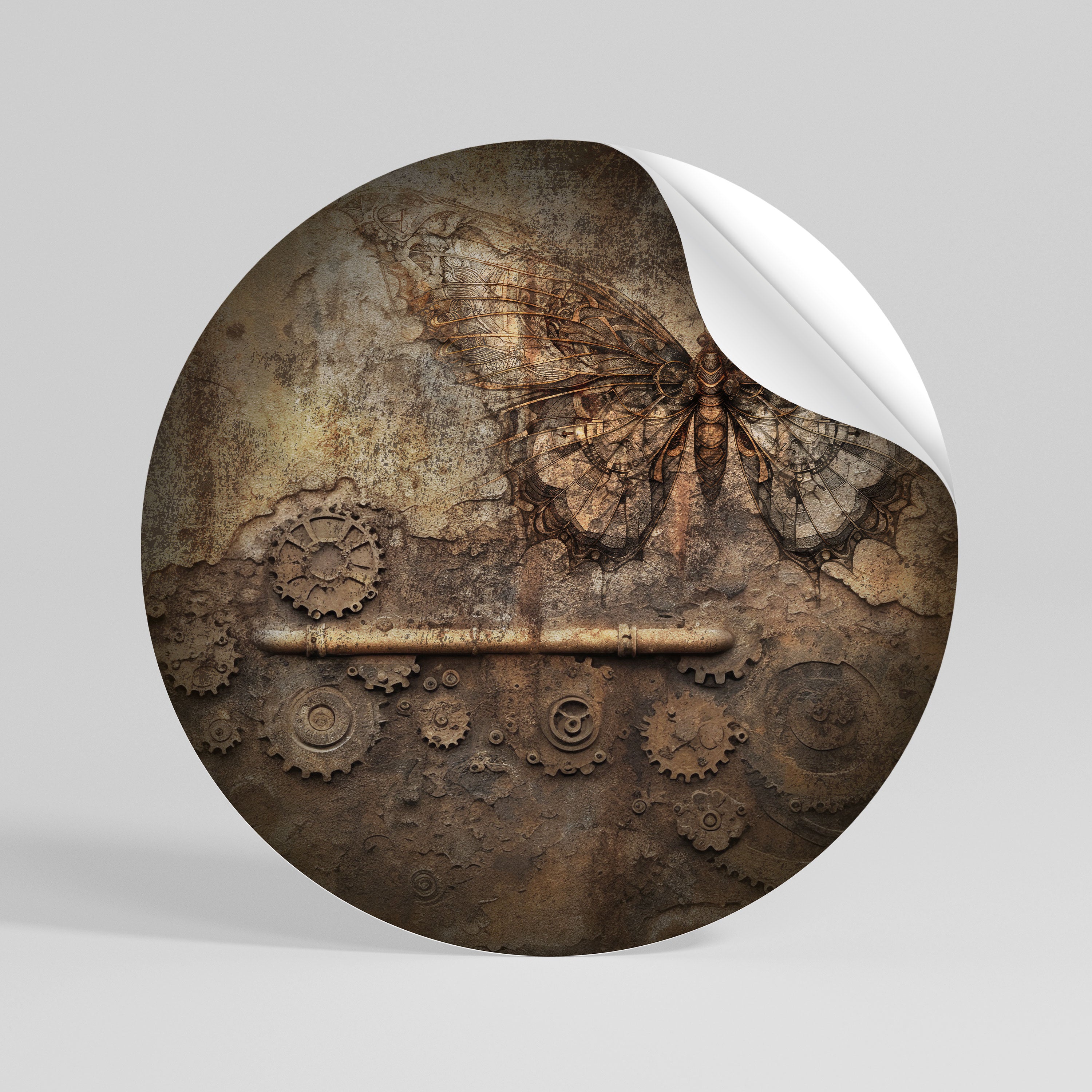 MECHANICAL BUTTERFLY Rund väggdekal