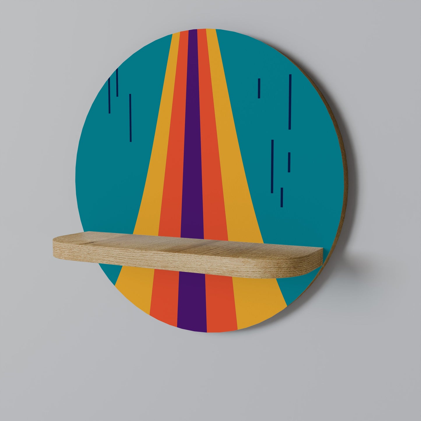 CHROMATIC DREAMSCAPE Round Art Shelf In Oak Effect