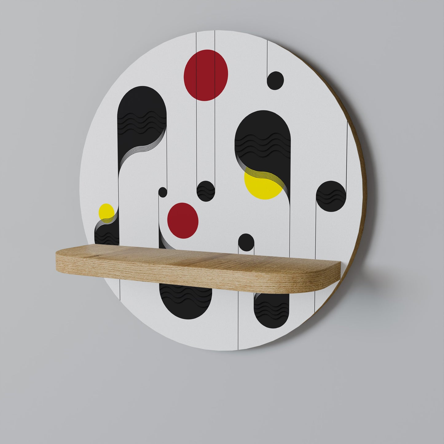 DOT-TO-DOT LULLABY Round Art Shelf In Oak Effect