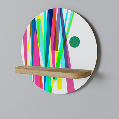 WHIMSY NEON Round Art Shelf In Oak Effect