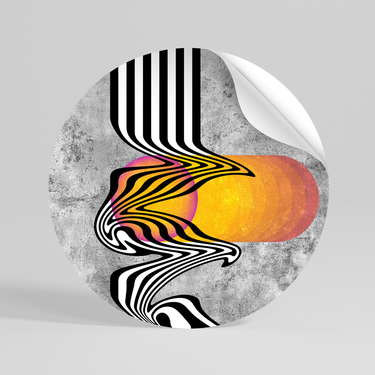 WHIMSICAL WAVES Adesivo rotondo riposizionabile