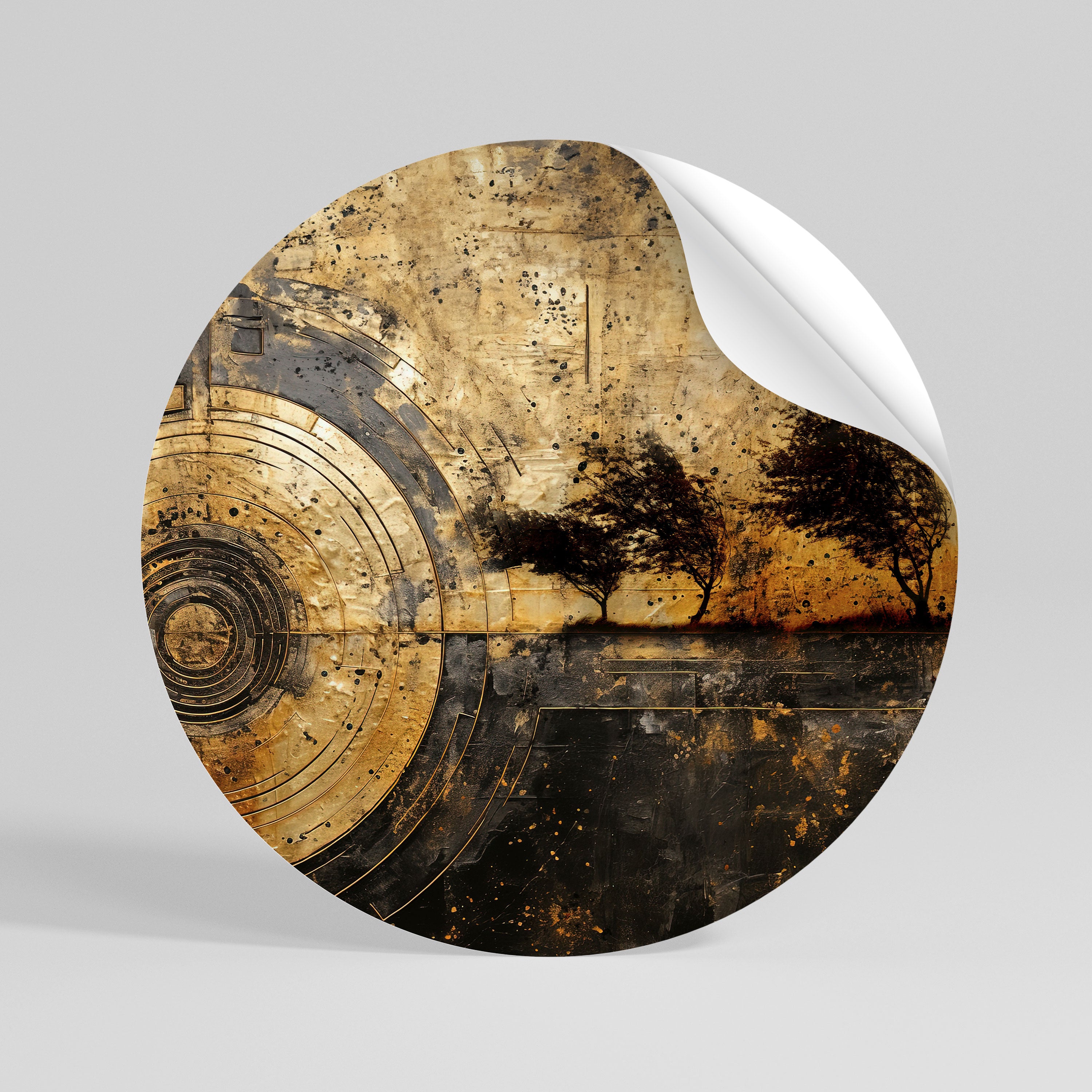 COPPERY EARTHQUAKE Rund väggdekal