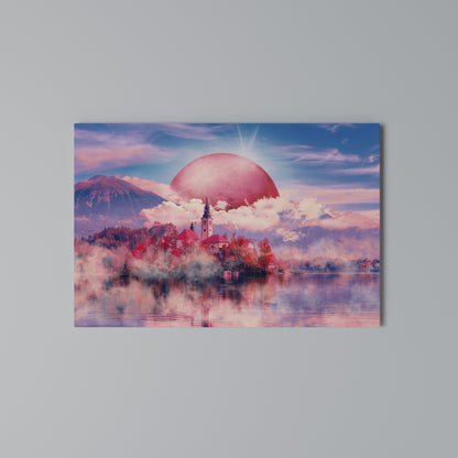 MARS OVER THE BLED LAKE Horizontal Canvas Print