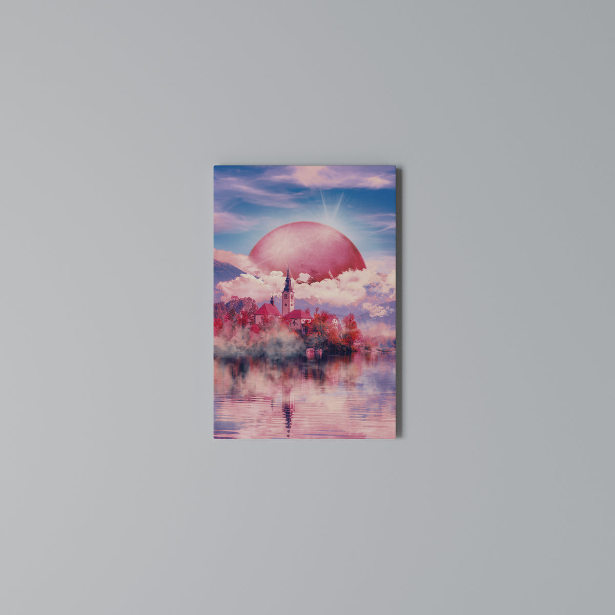 MARS OVER THE BLED LAKE Vertical Canvas Print