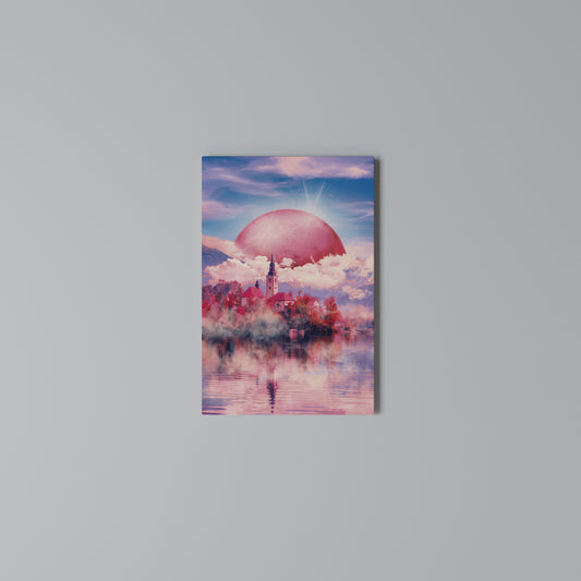 MARS OVER THE BLED LAKE Vertical Canvas Print