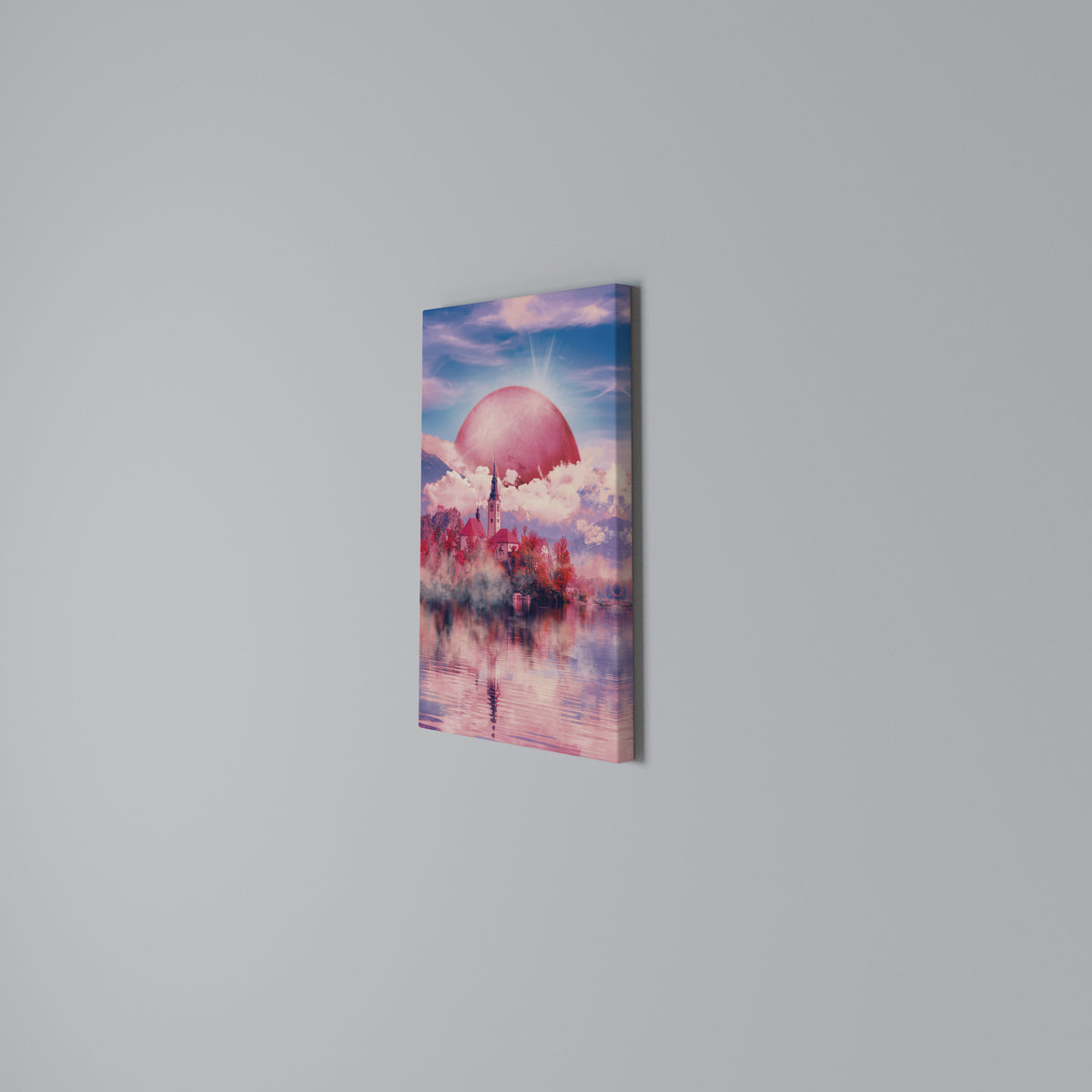 MARS OVER THE BLED LAKE Vertical Canvas Print