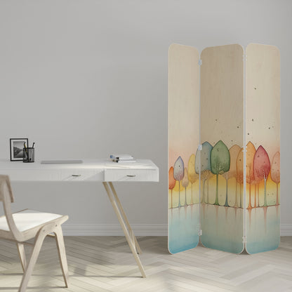 COLORFUL OASIS 3-Panel Plywood Room Divider