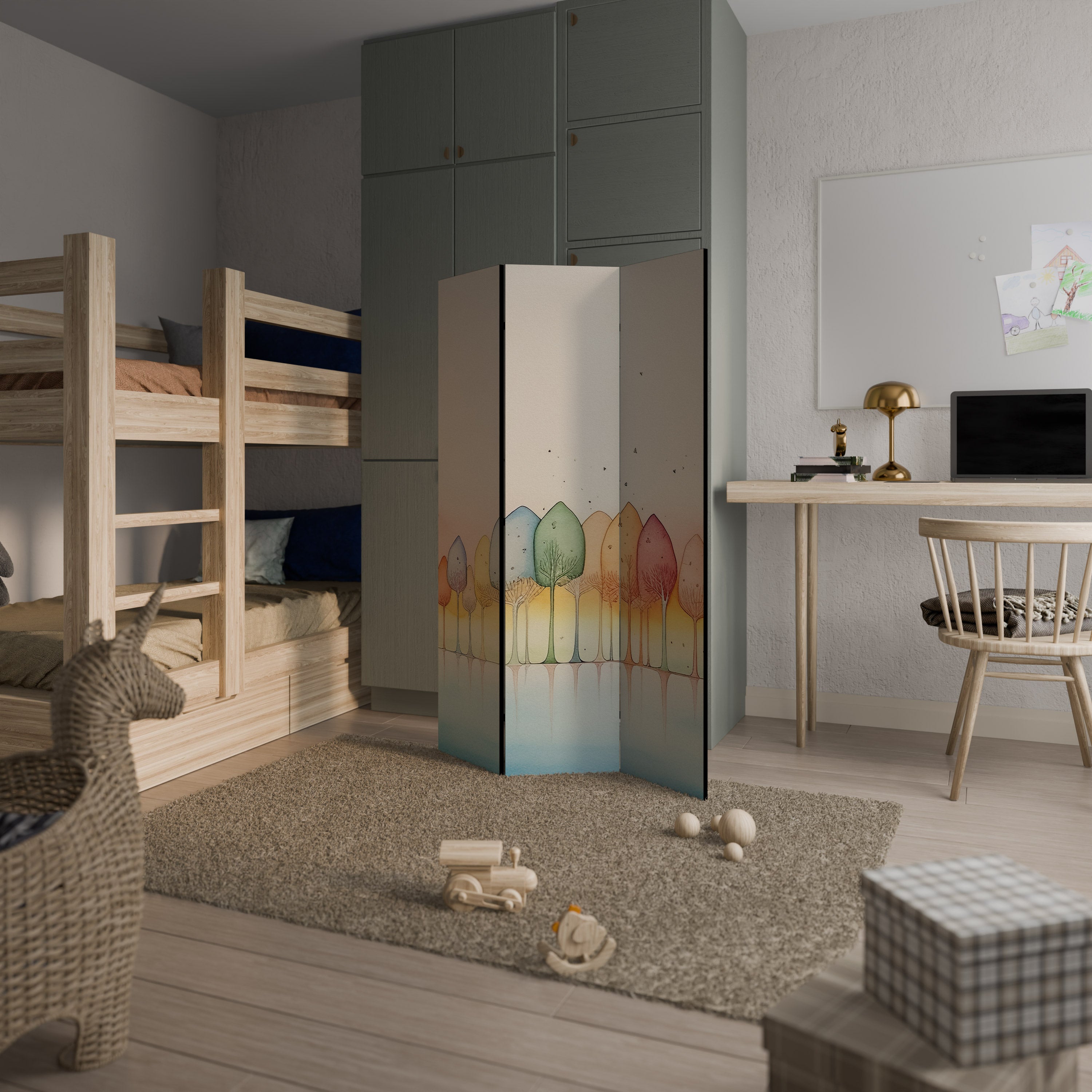 COLORFUL OASIS Dekorativ rumsavdelare – 3 paneler