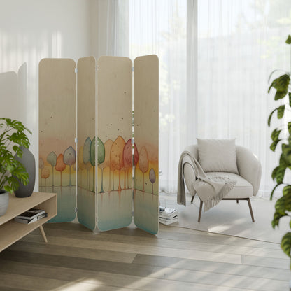 COLORFUL OASIS 4-Panel Plywood Room Divider