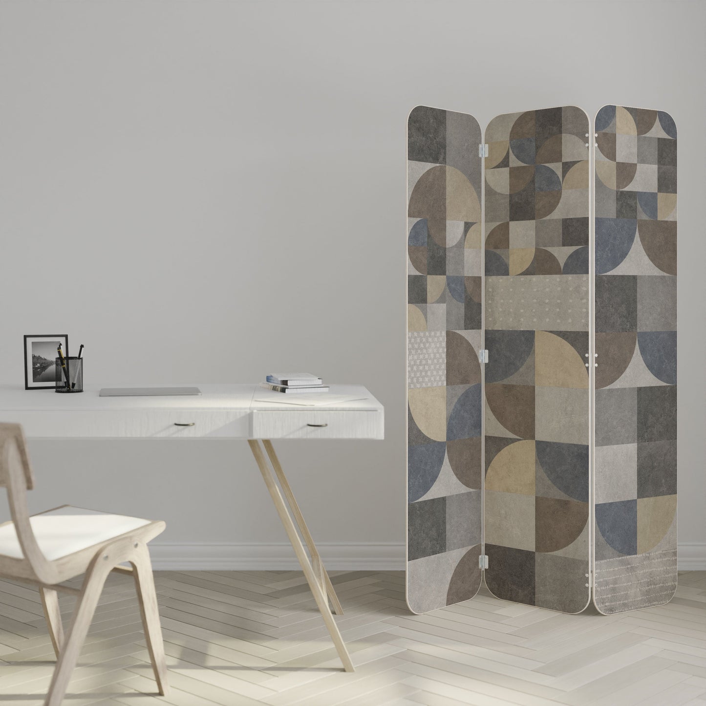 A PIECE OF SHAPE 3-Panel Plywood Room Divider