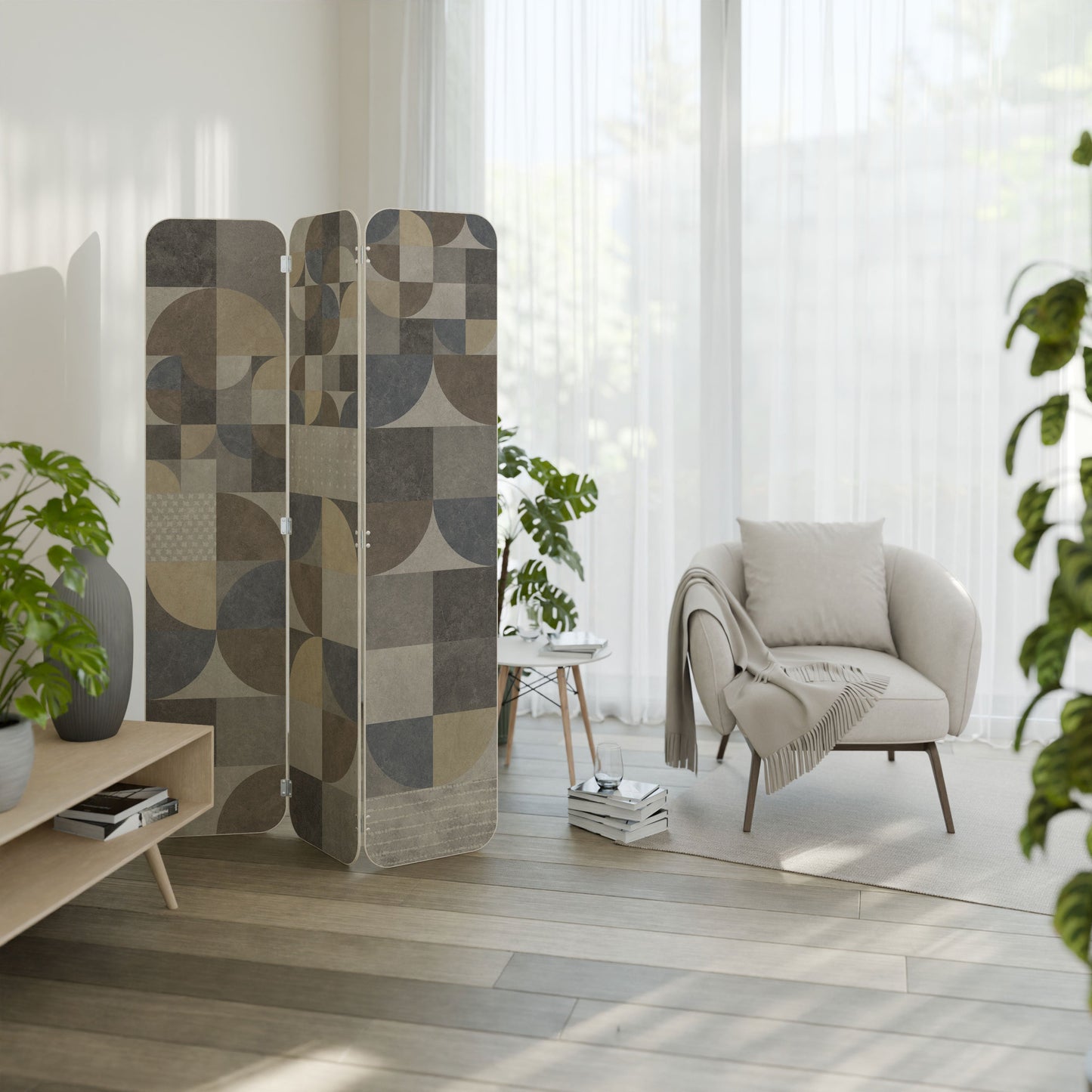 A PIECE OF SHAPE 3-Panel Plywood Room Divider