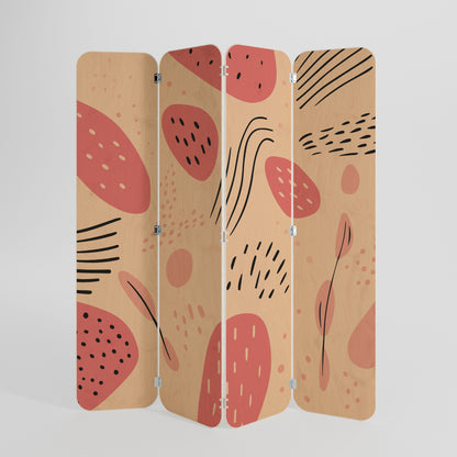 APRICOT FRENZY 4-Panel Plywood Room Divider