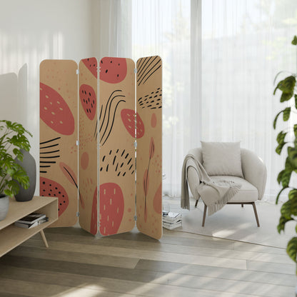 APRICOT FRENZY 4-Panel Plywood Room Divider